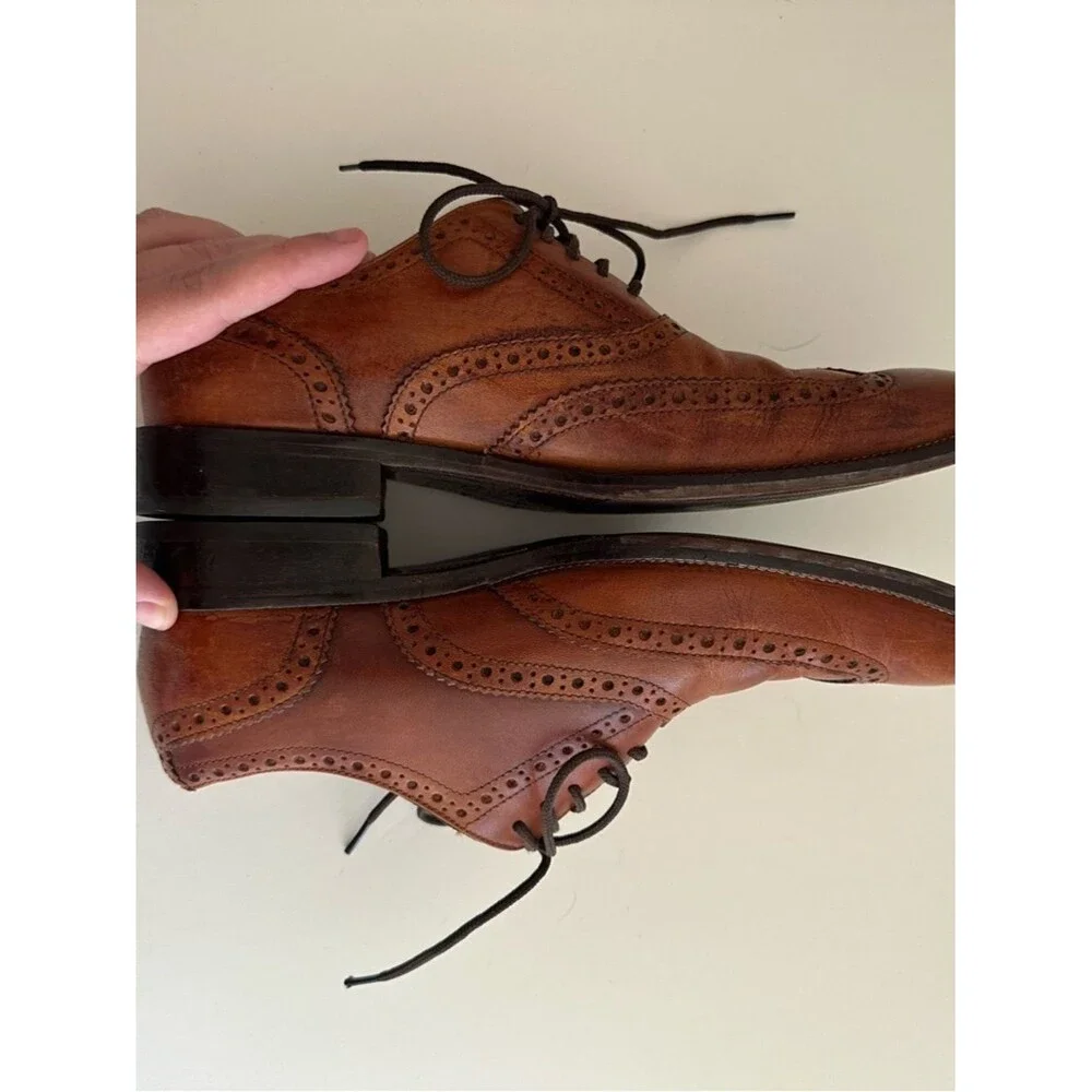 Cole Haan brown leather brogued wingtip oxford dress shoes